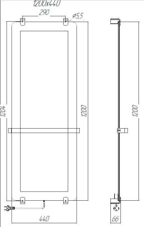 Полотенцесушитель электрический Allen Brau Infinity 120x44 с рейлингом и креплением, черный браш, артикул 00305020