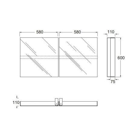 AZZURRA Зеркальный шкаф двойной 116*60h см