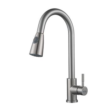 Смеситель для кухни с выдвижным изливом Raffine F213L, сатин