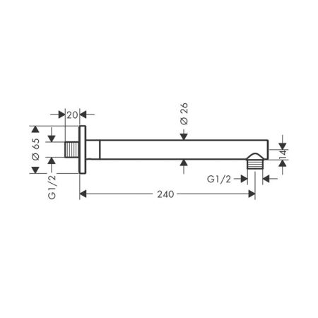 Держатель верхнего душа, Hansgrohe, Vernis Blend, вид-настенный, вынос, мм-240, цвет-черный матовый, артикул 27809670