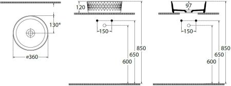 Раковина накладная Allen Brau Fantasy Romb 36 4.11033.AN антрацит, артикул 4.11033.AN