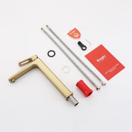 Смеситель для раковины высокий Raglo R51.15.03, золотой сатин