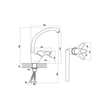 Смеситель для кухни Florentina ОМЕГА 313.12H.1123.202, шампань, артикул 313.12H.1123.202