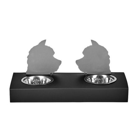 ADJ Подставка с мисками Dog, хром, 40x22xH7.5 см., цвет: черный/серый, артикул 1571D.01/03