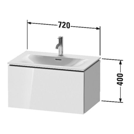 Duravit L-Cube Тумба подвесная под раковину # 234473, 1 выдвижное отделение, 400x720x481мм, цвет White High Gloss, артикул LC613602222