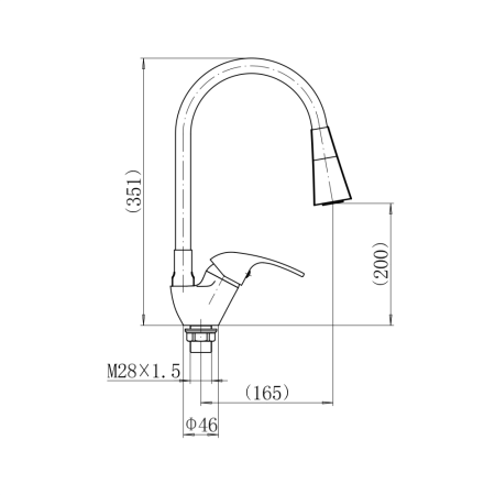 Смеситель для кухни с гибким изливом FASHUN A4403+A7358, хром/красный