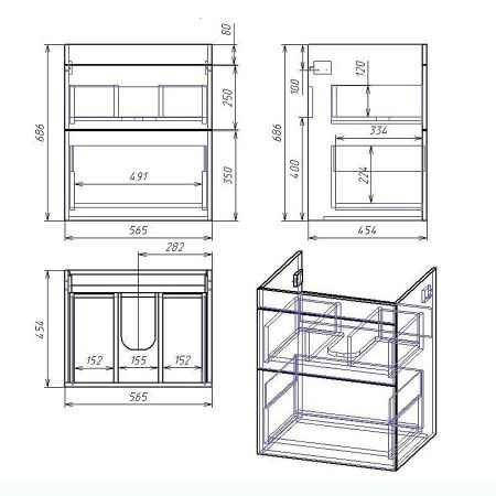 Тумба Sjel stor 65, белый лак, артикул OW25.11.00