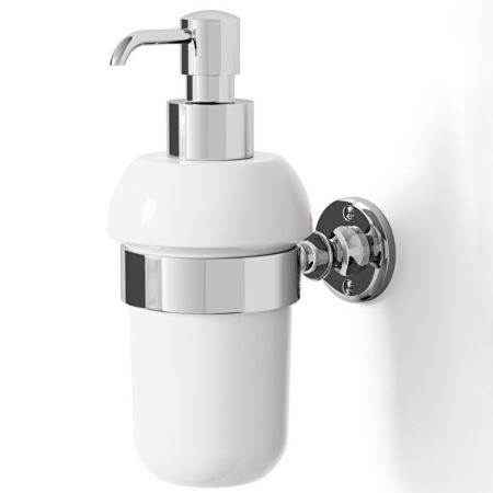 Devon First Class Дозатор для жидкого мыла белый, держатель и помпа цвет хром, артикул DD33030CR