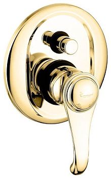 Emmevi Tiffany, встраиваемый в стену однорычажный смеситель для душа на 2 выхода, с кнопочным дивертером, цвет золото