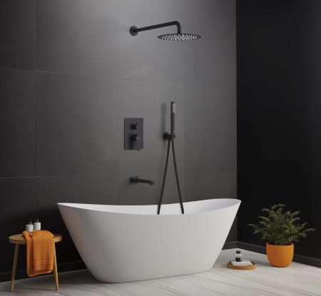 Set 4 в 1 душевой комплект AQUATEK, матовый черный AQ1273MB ОБЕРОН, артикул AQ1273MB