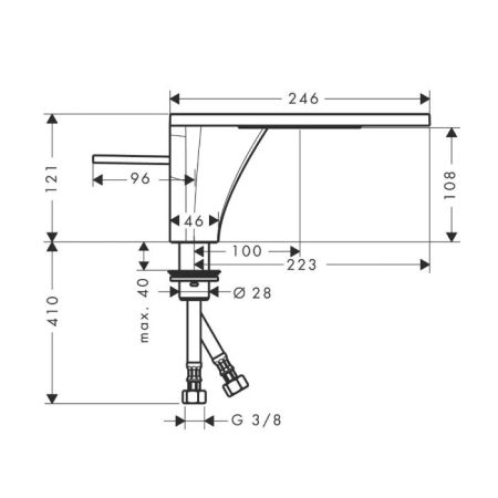 AX Massaud Смеситель для раковины110, однорычажный, цвет шлифованный черный хром, артикул 18010340