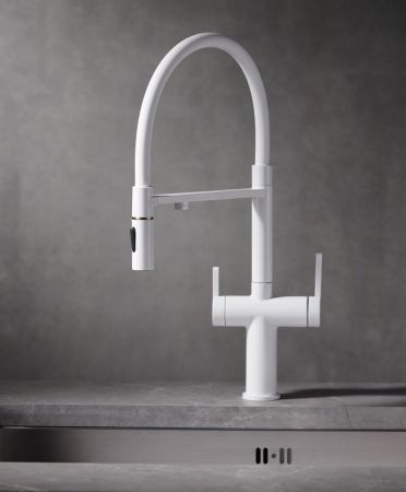 Смеситель для кухни с подключением фильтра для воды Rose R458C, белый