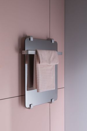 Полотенцесушитель электрический Allen Brau Infinity 60x44 с рейлингом и креплением, серебро браш, артикул 00288916