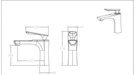 Смеситель для раковины Bravat F1390424BW-RUS, черный
