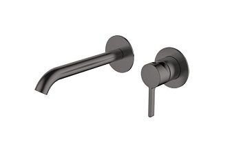 AQG Urban Flow Two, встраиваемый в стену однорычажный смеситель для раковины, цвет оружейная сталь (PVD)