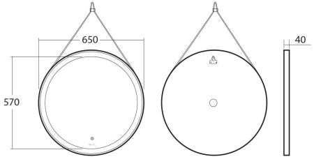 Viken Black Зеркало с LED подсветкой, D650