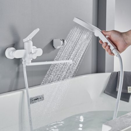 Смеситель для ванны Shevanik S4322C, белый