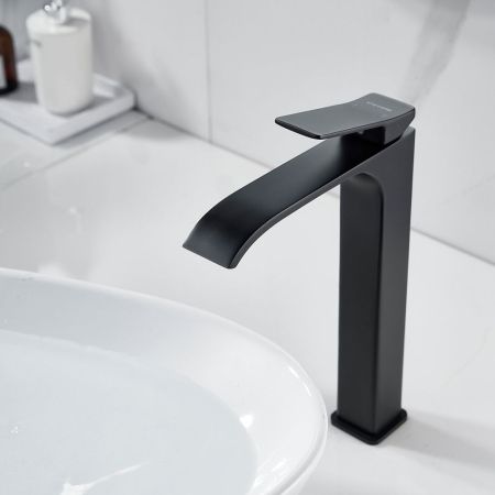 Смеситель для раковины высокий Shevanik S4011H, черный, артикул S4011H