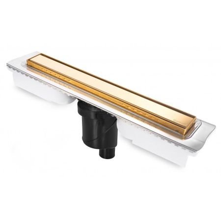 Желоб BERGES водосток В1 Keramik 600, золото глянец, S-сифон D50/105 H50 вертикальный