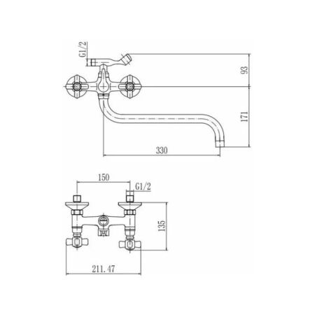 Смеситель для ванны FASHUN A2618, хром, артикул A2618