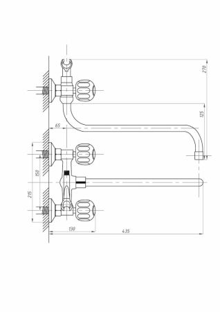 Смеситель для ванны с душем FAUZT FZs-435-21 тип См-ВУДРНШлА, артикул FZs-435-21