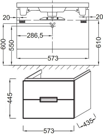Тумба под раковину JACOB DELAFON REVE 57,3 EB1134-G80 (подвесная, коричневый светлый) ССП, шт, артикул EB1134-G80