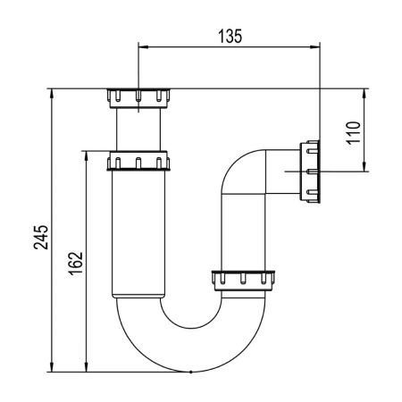 Сифон U-образный гладкостенный Lemark для измельчителя пищевых отходов под мойку (9940100), артикул 9940100