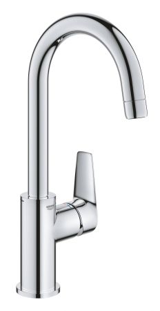 Смеситель для раковины GROHE BauEdge с ограничителем температуры и нажимным донным клапаном, размер L, хром (23911001)