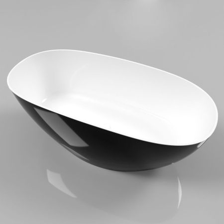 Ванна WHITECROSS Onyx A 160x75 (черный/белый глянец) иск. камень, артикул 0204.160075.10100