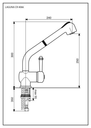 Смеситель Laguna 4066 с вытяжным изливом для кухни, цвет хром, артикул 4066CR