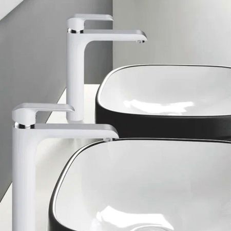 Смеситель для раковины Rose R21F R2111F, белый/хром