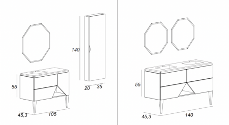 Мебель для ванной CEZARES Collection 1973, артикул 40403
