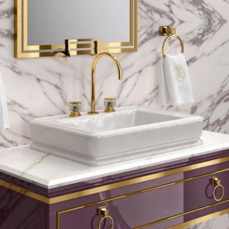 OASIS Lutetia Раковина накладная (660х470х130 мм) с 3мя отверстиями под смеситель, в комплекте: слив, материал: минеральное литье, цвет: белый