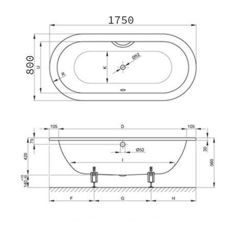 Опора для ванны, Bette, универсальная, комплект-2 штуки, артикул B23-1500