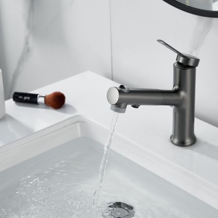 Смеситель для раковины многофункциональный Raffine F281T, оружейная сталь, артикул F281T