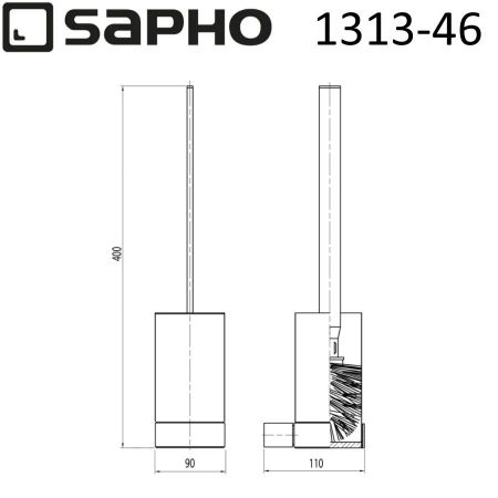 Ершик EVEREST для унитаза, настенный, со стеклянной матовой чашей, 90x90x400 мм, хром, Sapho, артикул 1313-46