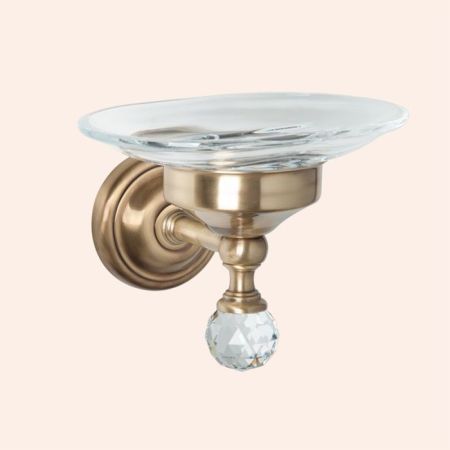 TW Crystal 106, подвесная мыльница, стеклянная, цвет держателя: бронза с кристалом (swarovski), артикул TWCR106br-sw