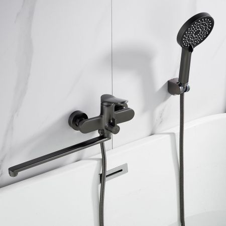 Смеситель для ванны Shevanik S4322T, оружейная сталь