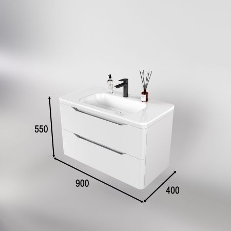 Тумба подвесная "Марелла 90" (2 ящ.) Люкс антискрейтч белый матовый, PLUS Тумба подвесная "Марелла 90" (2 ящ.) Люкс антискрейтч белый матовый, PLUS