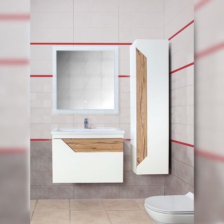 Комплект мебели для ванной Бриклаер БРАЙТОН 70, белый/дуб, артикул БРАЙТОН 70