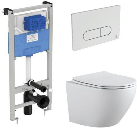 Комплект унитаза с инсталляцией Aquanet Rimless Cetus 2.0 W LX-1901 хром, артикул 00323468