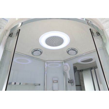 Душевая кабина Black&White Galaxy G5501-80х80 с гидромассажем профиль Серебристый хром задняя стенка Белая