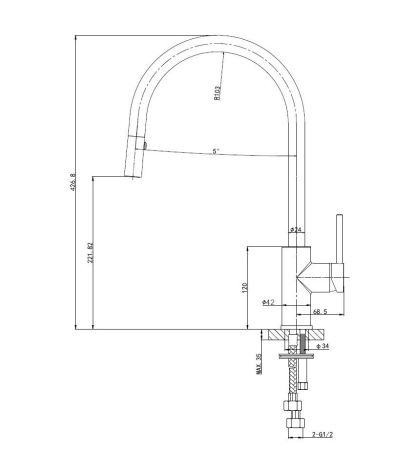 Смеситель для кухни с выдвижным изливом WONZON & WOGHAND Хром (WW-422902-CR)