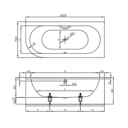 Bette Starlet V Ванна стальная 165х75x42 см, с самоочищающимся покрытием Glaze Plus, цвет белый, артикул 6680-000 PLUS