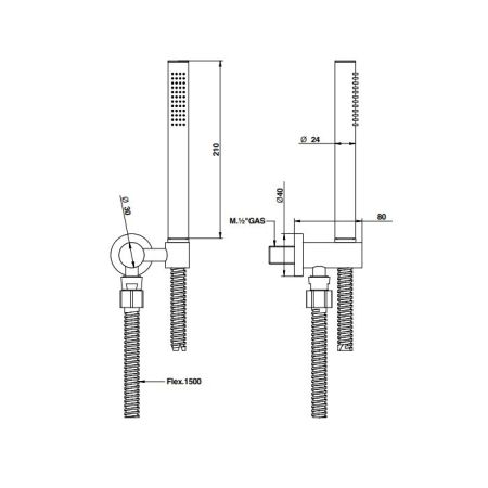 Bongio  Душевой гарнитур стойка,  шланг,ручная лейка, цвет черный матовый, артикул 00830NE00