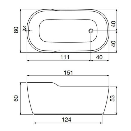 ANTONIO LUPI FUNNY WEST Ванна отдельностоящая 1510х800х600 мм., с нажимным донным клапаном, сифоном и гибким шлангом, Cristalplant, цвет белый