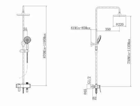 Душевая система FASHUN A2454, хром, артикул A2454