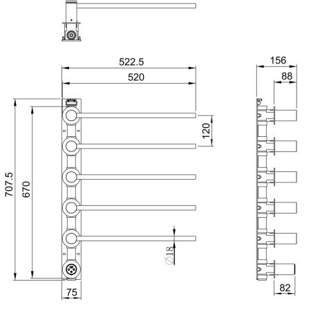 Полотенцесушитель электрический встраиваемый WONZON & WOGHAND MÜNCHEN, Темный графит (WW-A355-GM), артикул WW-A355-GM