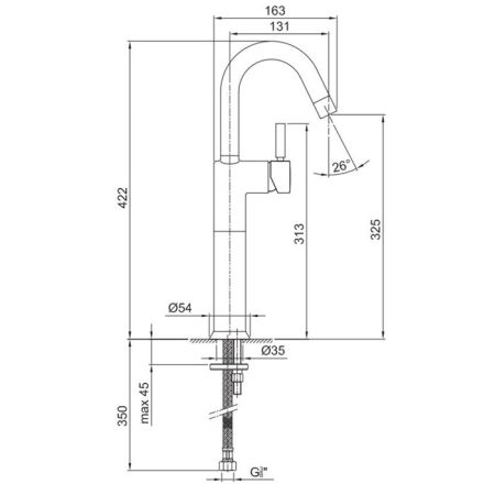 Fantini Cafe Смеситель для раковины, 1 отв., без донного клапана, излив 130мм, цвет: хром, артикул 42 02 1806WF
