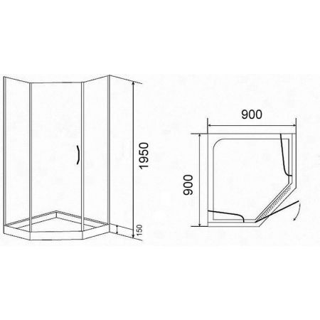 Уголок ZPE911B душевой PARLY с поддоном, артикул ZPE911B